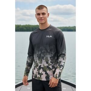 NWT HUK Performance Black Long Sleeve Fishing Shirt Men’s Medium UPF 50+ NEW